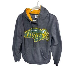 NDSU Bison Hoodie Collegiate Gray Yellow Pullover Athletic Sweatshirt Size S